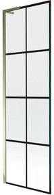 Mexen Next L parawan nawannowy 1-skrzydłowy 60 x 150 cm, czarna kratka, złoty - 895-060-000-03-77-50