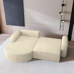 Masseno Narożnik AMILIA z funkcją spania i pojemnikiem na pościel Narozniki L, Rozkładana sofa - Kremowy, QUELLE 02