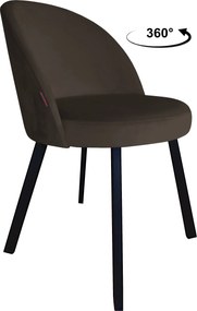 Krzesło TRIX tkanina Welur noga metalowa : Kolor nogi - Czarna profil, Kolor tkaniny - VELVET - MG05, Typ siedziska - Siedzisko obrotowe 360°