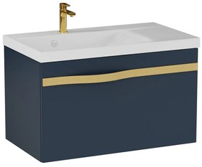 Szafka pod umywalkę VOG 69 cm granatowa półmat ze złotym uchwytem KROFAM