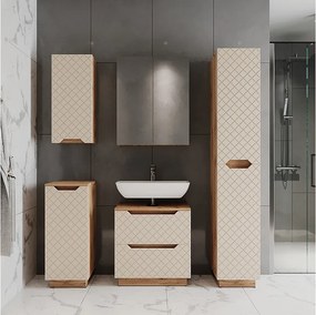 Zestaw mebli łazienkowych dąb/kaszmir ze strukturą płytek 59.8x32x62.5 lotta