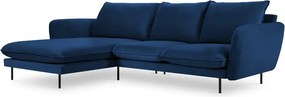 Niebieski aksamitny narożnik (lewostronny) Vienna – Cosmopolitan Design