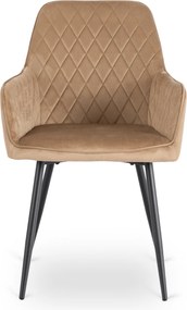 Krzesło Tapicerowane do Jadalni BRESSO Beżowe Welurowe Nowoczesne