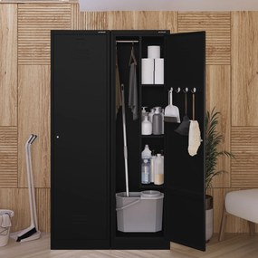 Metalowa szafa gospodarcza AGNES, 500 x 1850 500 mm, czarna