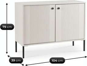 Komoda do Salonu SOFT 104 cm Kaszmir Ryflowana Dwudrzwiowa Nowoczesna