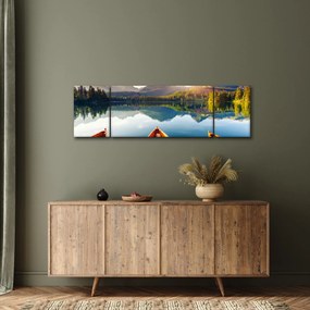 Obraz - Jezioro z łodziami (170x50 cm)