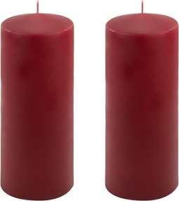 Bordowe świece filarowe 25x10 cm, zestaw 2 szt.