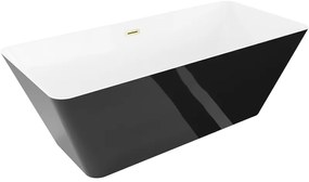 Mexen Velo Slim wanna wolnostojąca 170 x 75 cm, biała/czarna, przelew złoty szczotkowany - 52811707575-55