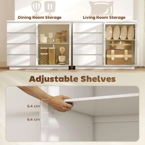 HOMCOM Szafka bufetowa, komoda z 4 szufladami, 2 przeszklone drzwi, nowoczesny design, MDF, biały