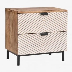 Pack 2 Prostokątnych Szafek Nocnych 50x35 Cm Z Drewna Mango Alembe Drewno Mango - Sklum