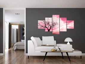 Różowy obraz drzewa (125x70 cm)