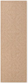 Dywan zewnętrzny dwustronny Duet Ornament beżowo-kremowy 80 cm x 250 cm