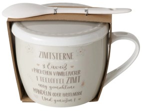 Porcelanowy kubek z pokrywką i łyżeczką, BAKERY, 600 ml