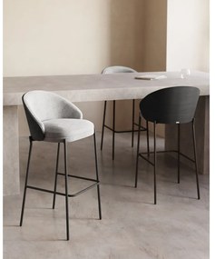 Czarno-szary hoker (wysokość siedziska 77 cm) Eamy – Kave Home