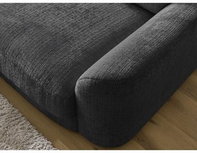 Czarny narożnik z tkaniny szenilowej (lewostronny/z szezlongiem) Leonore – Bobochic Paris