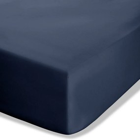 Ciemnoniebieskie prześcieradło z perkalu z gumką 135x190 cm Easy Iron Percale – Catherine Lansfield