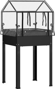 Outsunny Wysoki grządek z dachem szklarniowym, Podwyższona skrzynka na rośliny z otworami drenażowymi, 60 x 60 x 120 cm, Czarny
