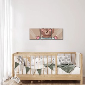 Obraz - Miś w koszulce w paski (z zegarem) (90x30 cm)