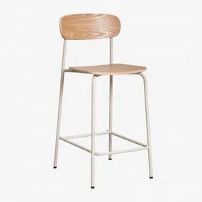 Zestaw 2 Składanych Wysokich Stołków 65 Cm Z Żelaza I Drewna Wilpier Kremowa Tapioca & Naturalna - Sklum
