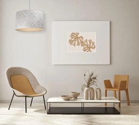Szaro-kremowa lampa wisząca ze zdobionym abażurem - S363 H3-W69