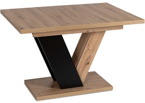 Zestaw Stół Prostokątny Rozkładany CLARK 120-160 cm Dąb Artisan/Czarny i 4 Krzesła Tapicerowane PERU Beżowe Welurowe