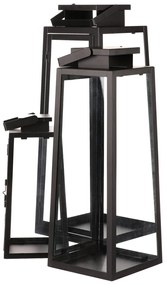 Zestaw latarni metalowych czarny, 3 szt.