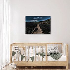 Obraz na szkle - drewniana ścieżka o zmierzchu (70x50 cm)