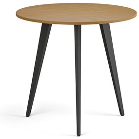 Stolik kawowy PRIMO VIBE, średnica 80 cm, czarna podstawa, buk