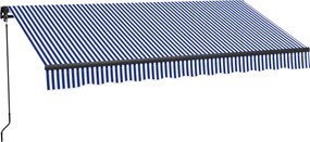 Outsunny Markiza przeciwsłoneczna Markiza Tarasowa, w tym Korba Ręczna, odporna na warunki atmosferyczne, 247 cm x 295 cm, Niebieski + Biały