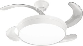 Wentylator sufitowy Perenz 7165 B CT biały z oświetleniem - Ø 106 cm, 4 chowane łopatki, 6 prędkości, silnik prądu stałego 30 W, cichy