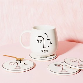 Biały porcelanowy kubek kubek Sass &amp; Belle Abstract Face