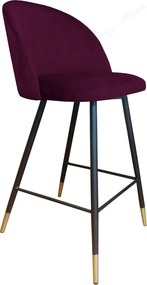 Hoker Colin krzesło barowe tkanina Welur podstawa metalowa hoker nowoczesny : Kolor nogi - Czano-złota stożek, Kolor tkaniny - VELVET - MG02, Typ siedziska - Siedzisko stałe