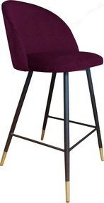 Hoker Colin krzesło barowe tkanina Welur podstawa metalowa : Kolor nogi - Czano-złota stożek, Kolor tkaniny - VELVET - MG02, Typ siedziska - Siedzisko stałe
