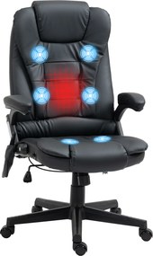 HOMCOM Krzesło biurowe ergonomiczne Funkcja masażu i ogrzewania Fotel Biurowy Obrotowy Maksymalny kąt oparcia 120kg Czarny | Aosom PL