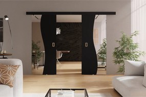 Emporius drzwi przesuwne 150 cm Kaja Duo - drzwi naścienne z lustrem do salonu, garderoby - Czarny