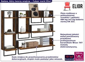 Industrialny zestaw 6 półek ściennych przydymiony dąb - Valkiria