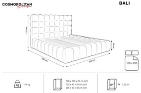 Szare tapicerowane łóżko dwuosobowe ze schowkiem i stelażem 180x200 cm Bali – Cosmopolitan Design