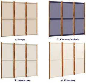 Jasnoszary parawan pokojowy z drewnianą ramą P6-B35