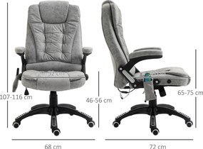 HOMCOM Ergonomiczny fotel biurowy z masażem i ogrzewaniem regulowany maksymalne obciążenie 120 kg szary | Aosom PL
