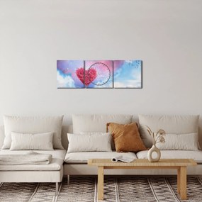 Obraz - Drzewo z różowym sercem (z zegarem) (90x30 cm)