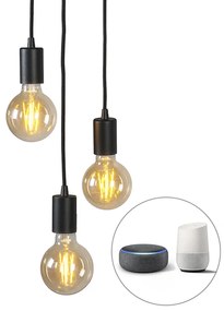 Inteligentna lampa wisząca w stylu industrialnym czarna w komplecie z Wi-Fi G95 3-światła - FacilDesignerski Oswietlenie wewnetrzne