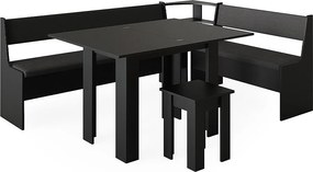 Grupa ławek narożnych czarny 210x150x80 roman