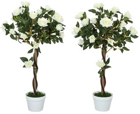 Outsunny Sztuczny krzew, Sztuczna roślina w doniczce cementowej, sztuczna roślina