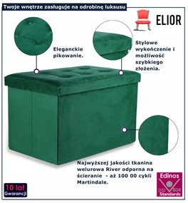 Welurowa pufa pikowana skłądana zielona A8-K89