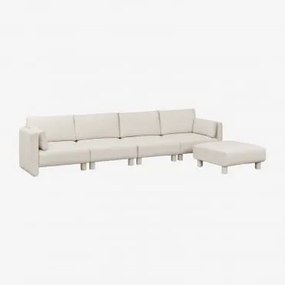4-częściowa Modułowa Sofa I Pufa Z Tkaniny Artemisa Bouclé Tkanina Bouclé W Kolorze Kremowo-beżowym - Sklum
