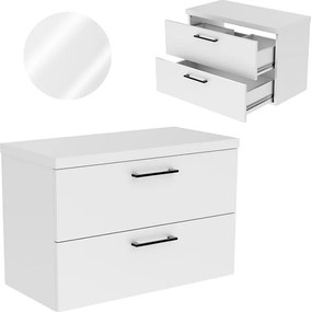 Szafka Łazienkowa Wisząca 80 cm Pod Umywalkę Nablatowa Komoda Biała