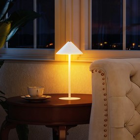 HOMCOM Ładowalna lampka stołowa LED z kablem USB, dotykowym przełącznikiem, metalowa, biała