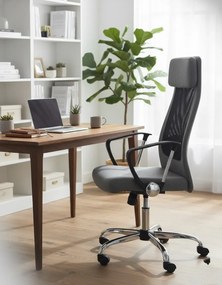 Szary wentylowany fotel do biurka regulowany G4-Z87