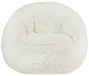 Fotel pufa muszla z białej bukli - FONADO