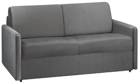 Kanapa 2-osobowa rozkładana z weluru CALIFE - Kolor antracytowy - Łóżko 120  cm - Materac 22 cm z pamięcią kształtu